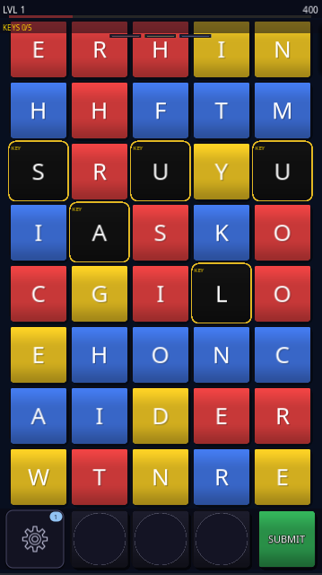 Gnarly difficulty — five columns, tight board